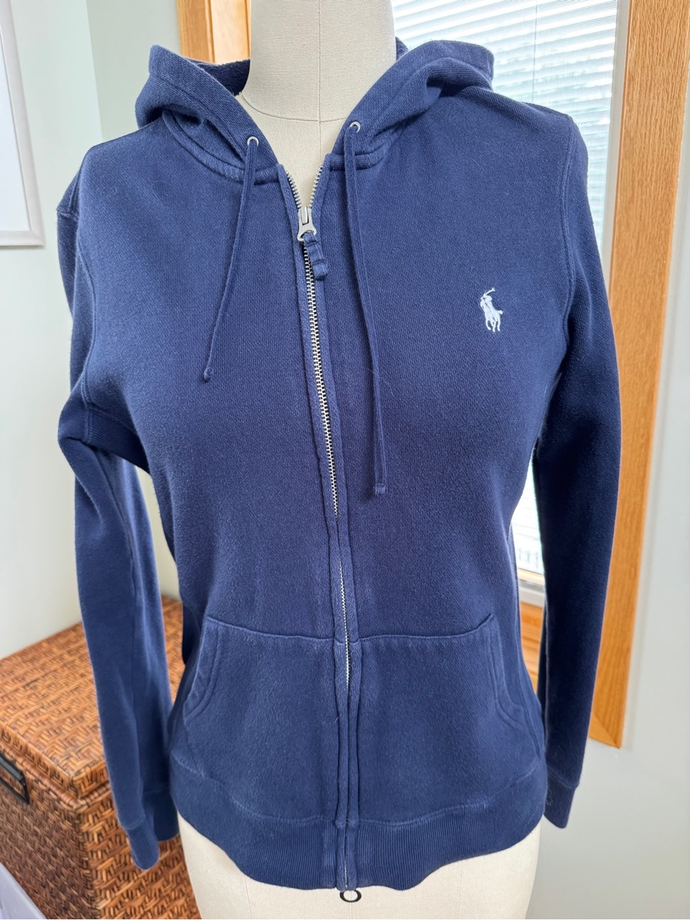 Ralph Lauren Navy Zip Hoodie with Embroidered Polo Logo